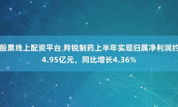 股票线上配资平台 羚锐制药上半年实现归属净利润约4.95亿元，同比增长4.36%